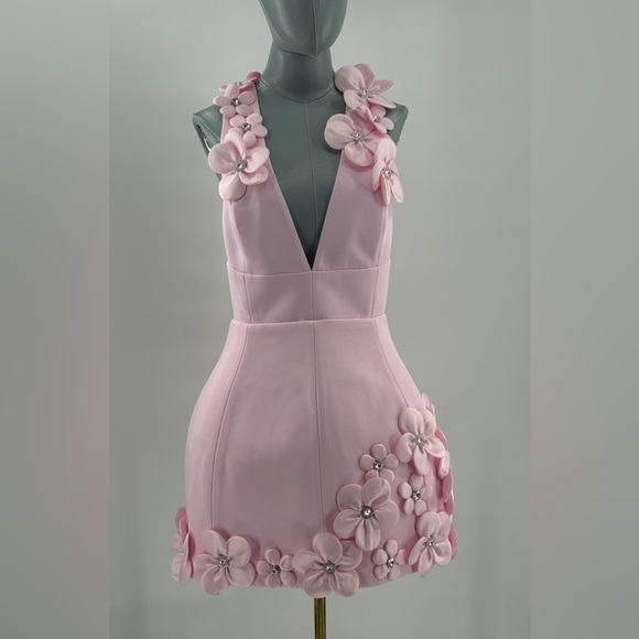 🆕 BRONX & BANCO 🧿 NWOT Estelle Floral Mini Dress, Blush Pink - Sz M US 6 - Picture 6 of 17